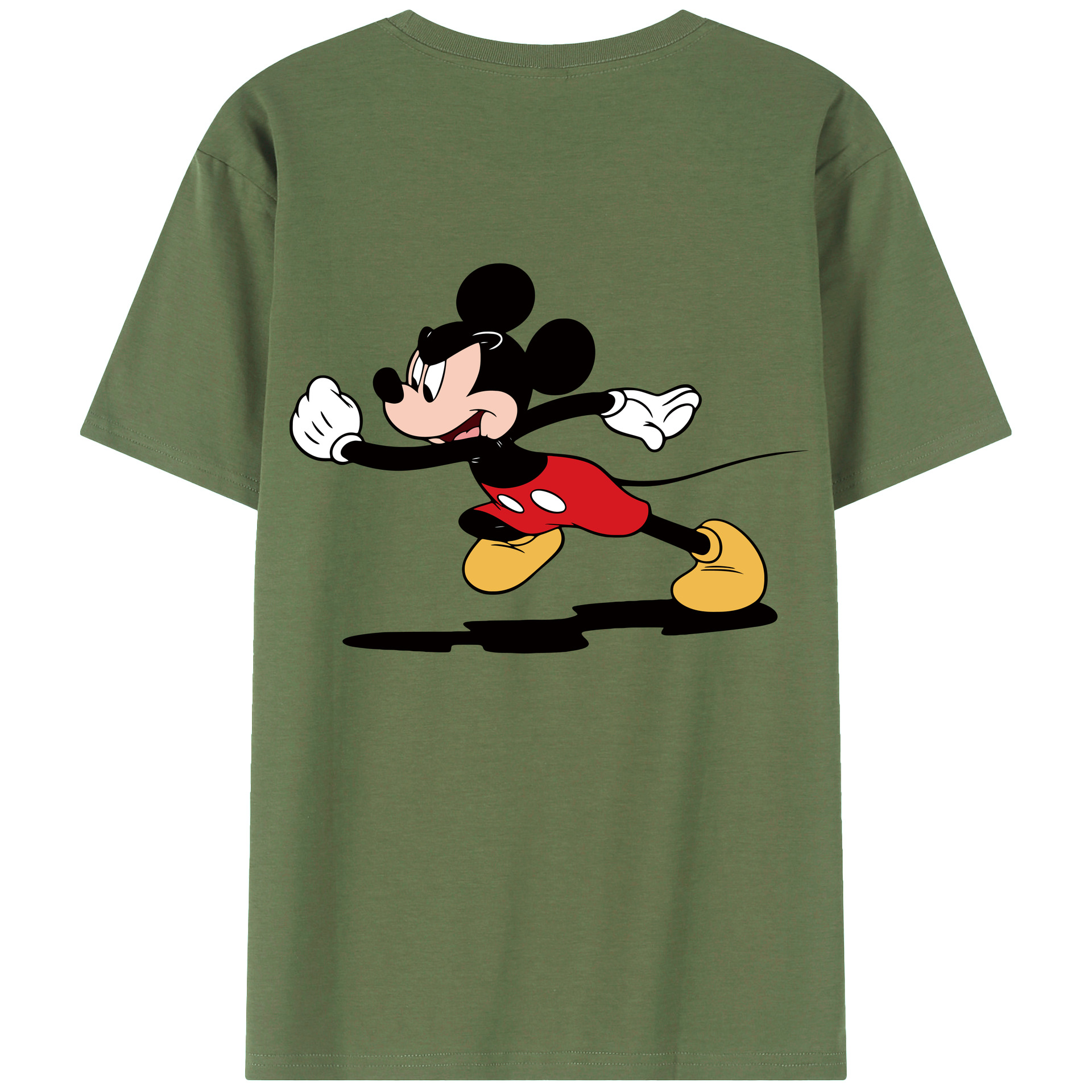 ミッキーマウス Mickey Mouse 綿100％ メンズ半袖Tシャツ（バックプリント） 通気性